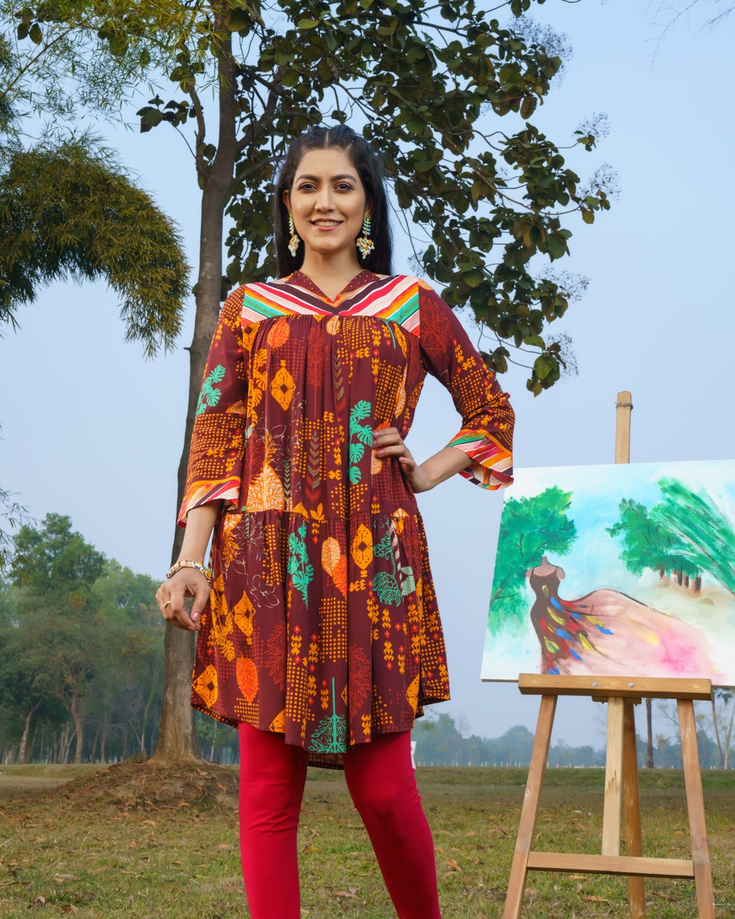 WOMEN'S WOVEN LONG TOPS