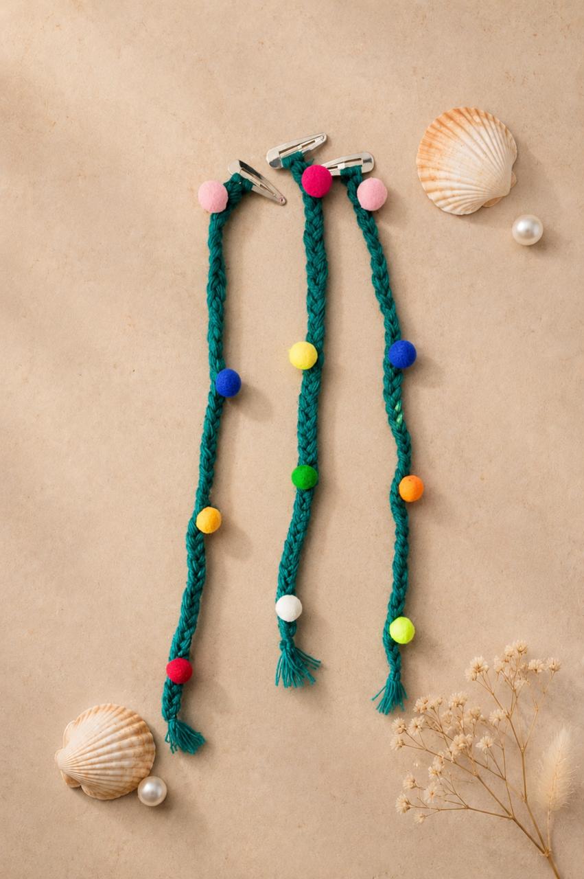 Green Boho Braids Set Of 3
