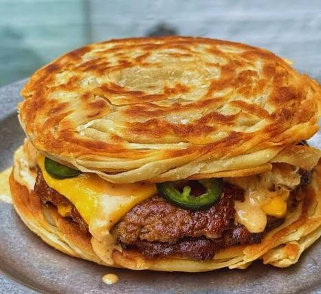 Dubai Lacha Paratha Chicken Burger