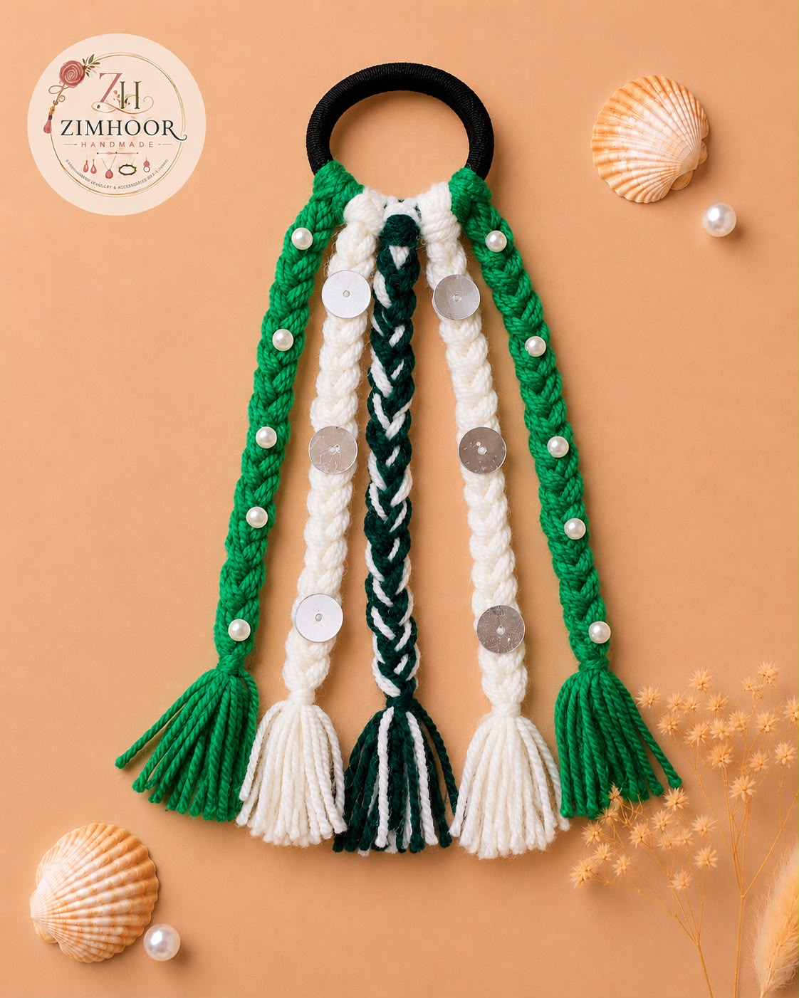 Green & White Boho Braids