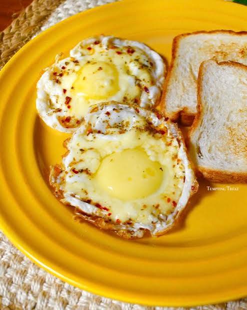 Half Fry Egg And Bread