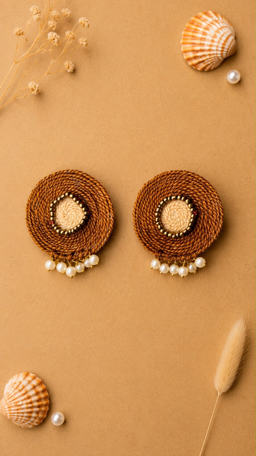 Brown & Skin Circle Earrings
