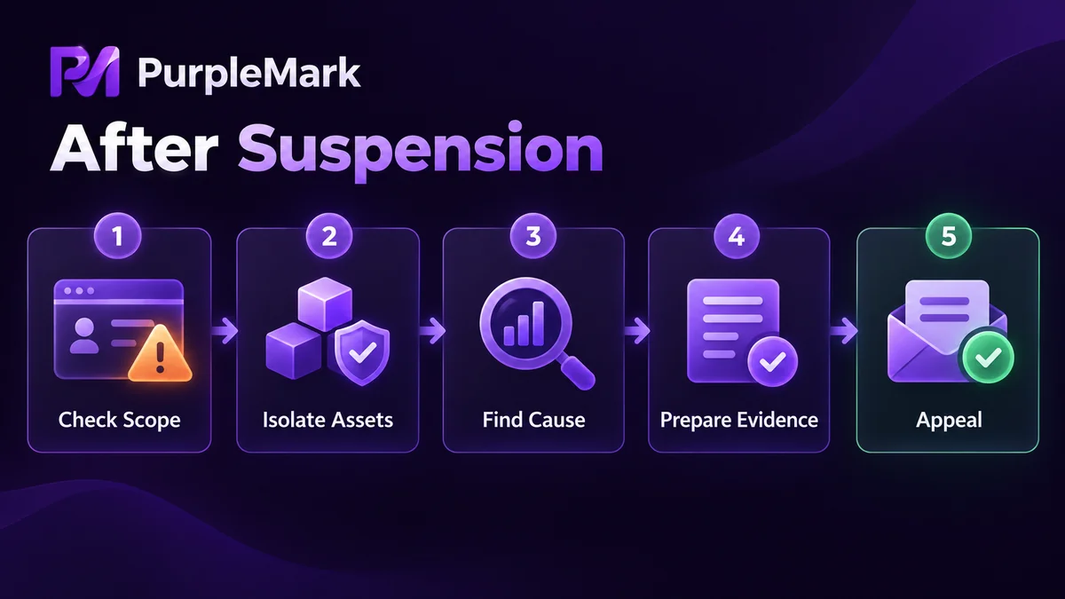 Correct handling order after an ad account is disabled, from confirming scope to filing an appeal