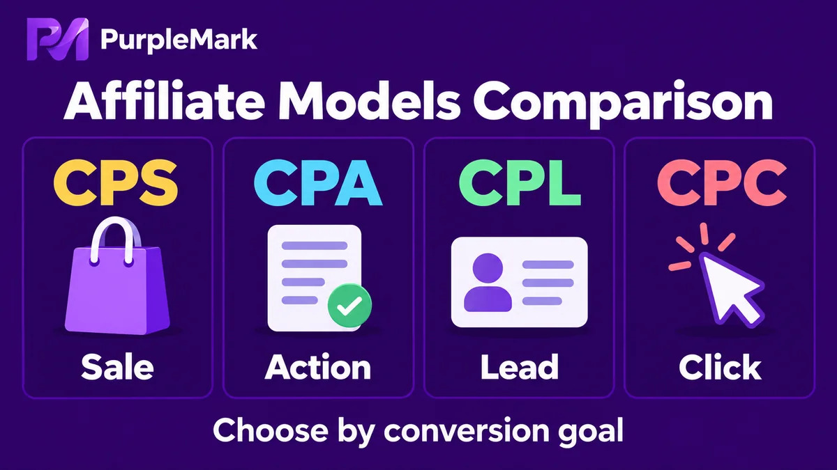 Vergelijking van de vier affiliate-marketingmodellen CPS, CPA, CPL en CPC op basis van conversiedoel