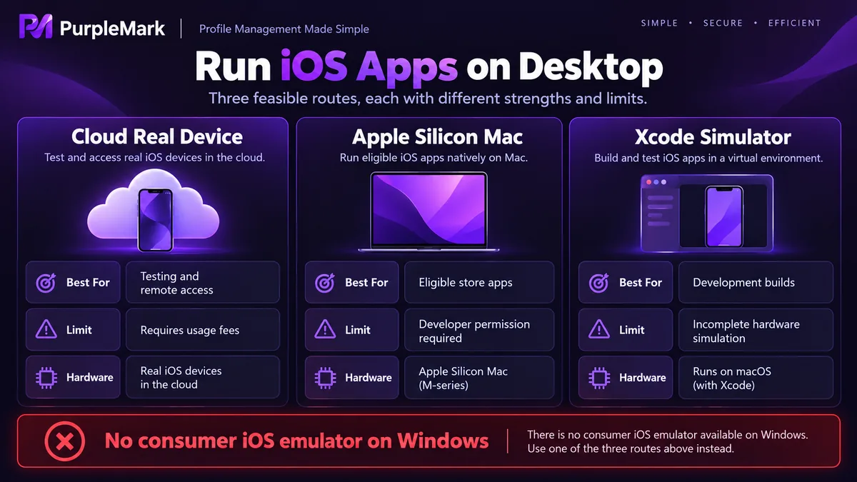 云端 iOS 真机、Apple 芯片 Mac 与 Xcode Simulator 的用途和限制对比