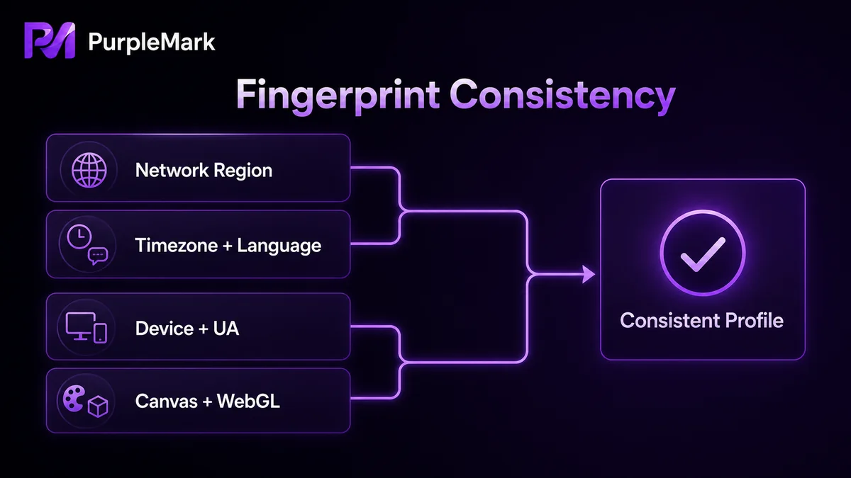 Как регион сети, часовой пояс и язык, UA устройства и графические fingerprint-сигналы вместе формируют согласованную среду