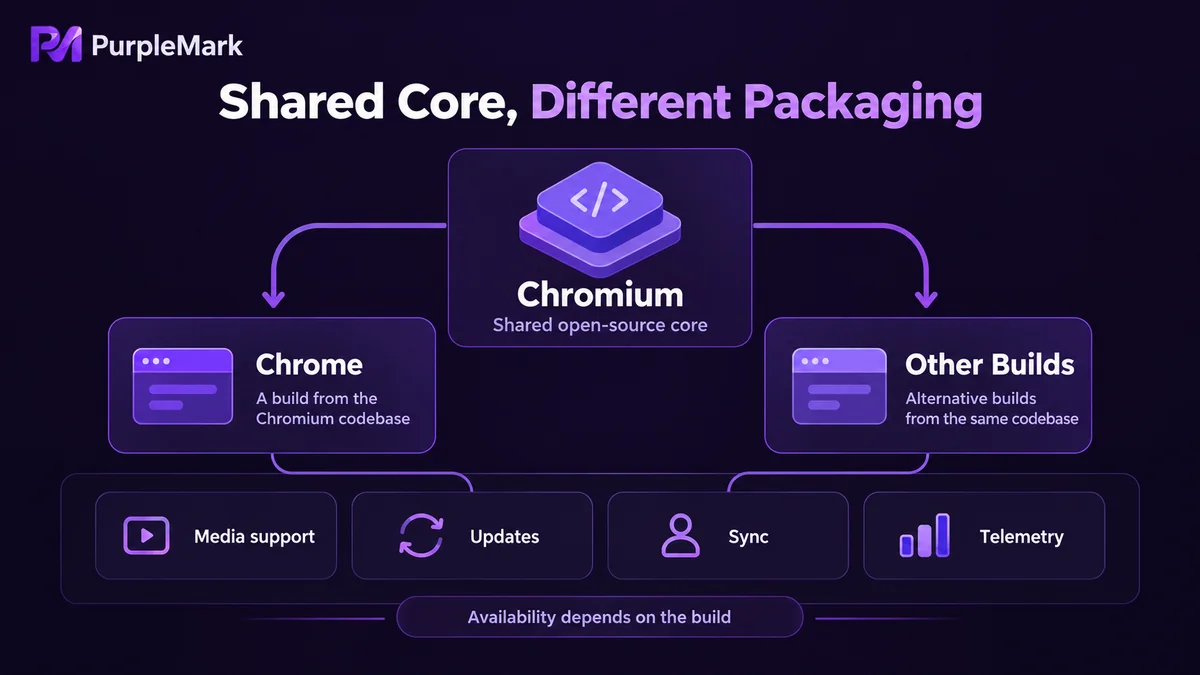 Chromium 共享内核与不同浏览器发行版本的组件关系