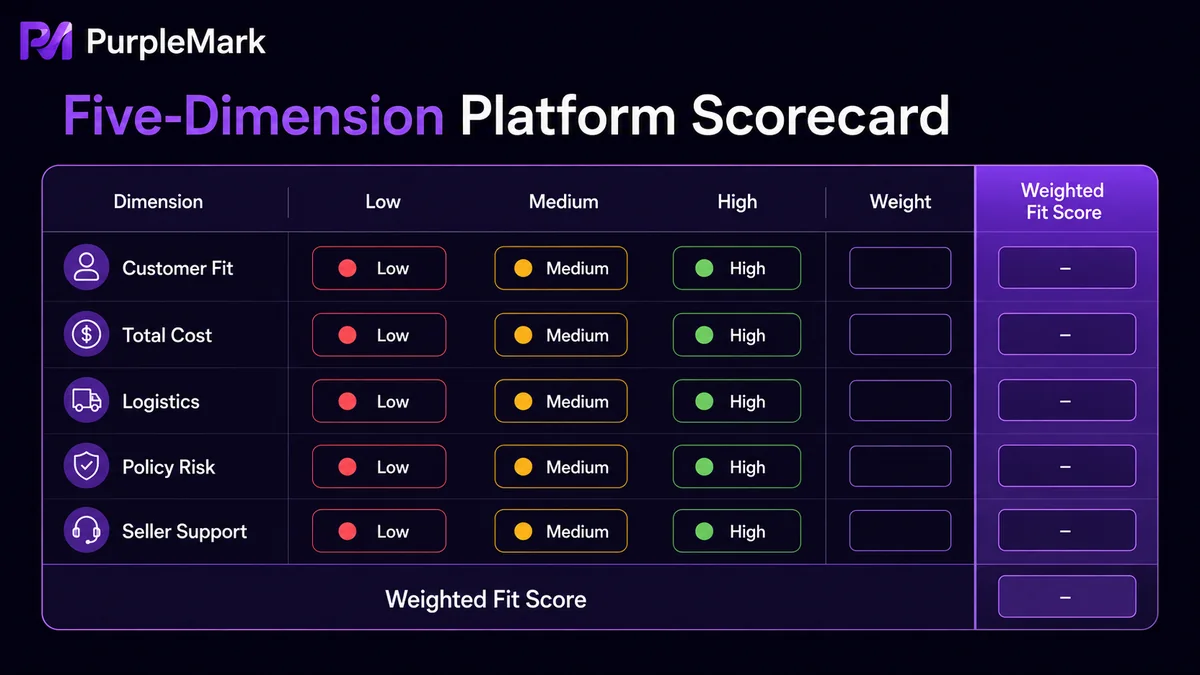 Five-dimension weighted evaluation table for cross-border e-commerce platforms