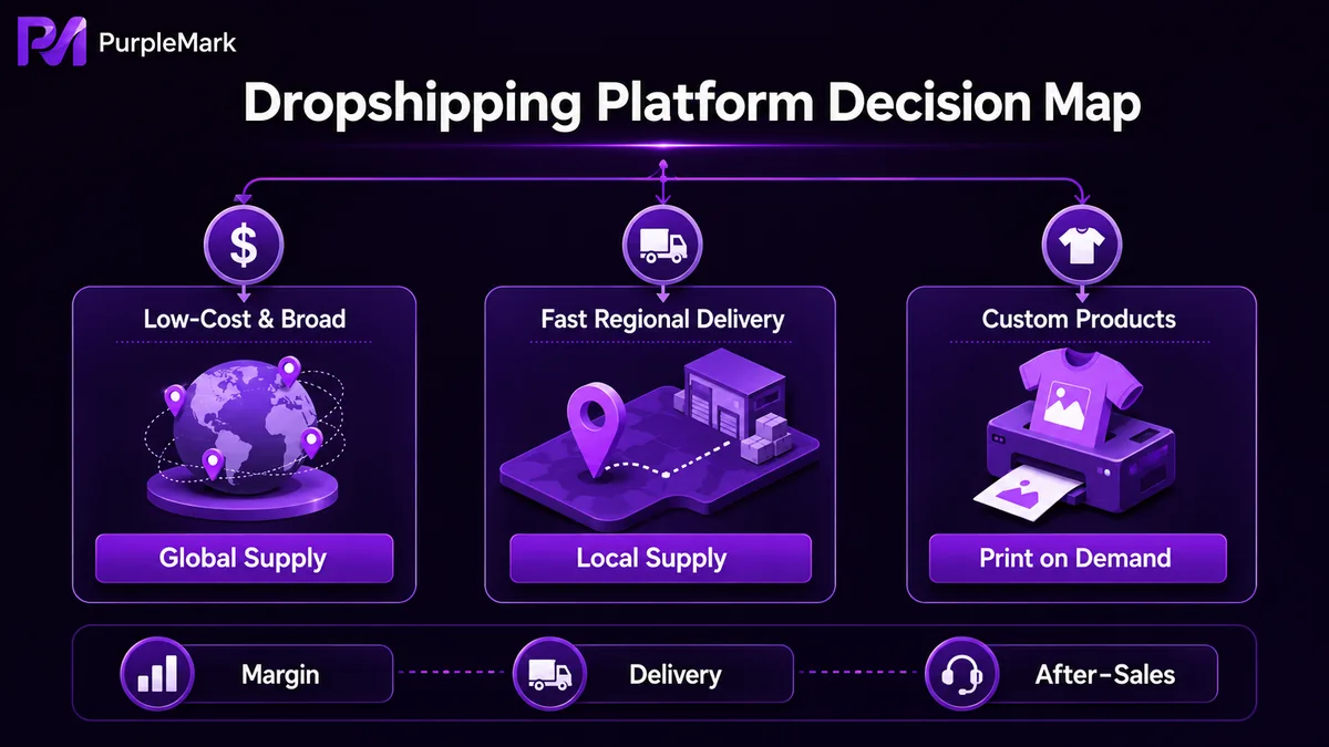 저비용 종합 카탈로그, 지역 배송 속도, 커스텀 상품 기준으로 Dropshipping 플랫폼 선택
