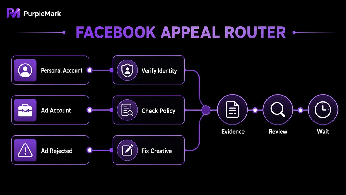 Appeal paths for different Facebook restriction scenarios