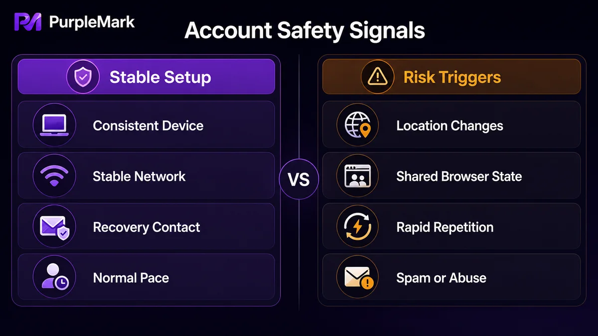 Comparison of stable environment signals and high-risk trigger behaviors when operating Twitter Web accounts