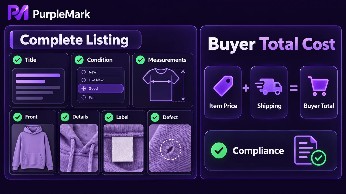 Structure of a complete product listing and the components of the buyer’s total cost