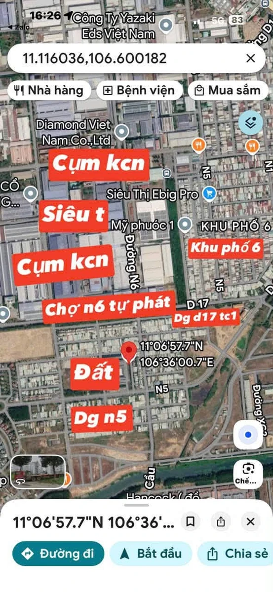 Bán đất 100m² Mỹ Phước 1 giá 1 tỷ 4 - Ảnh 1