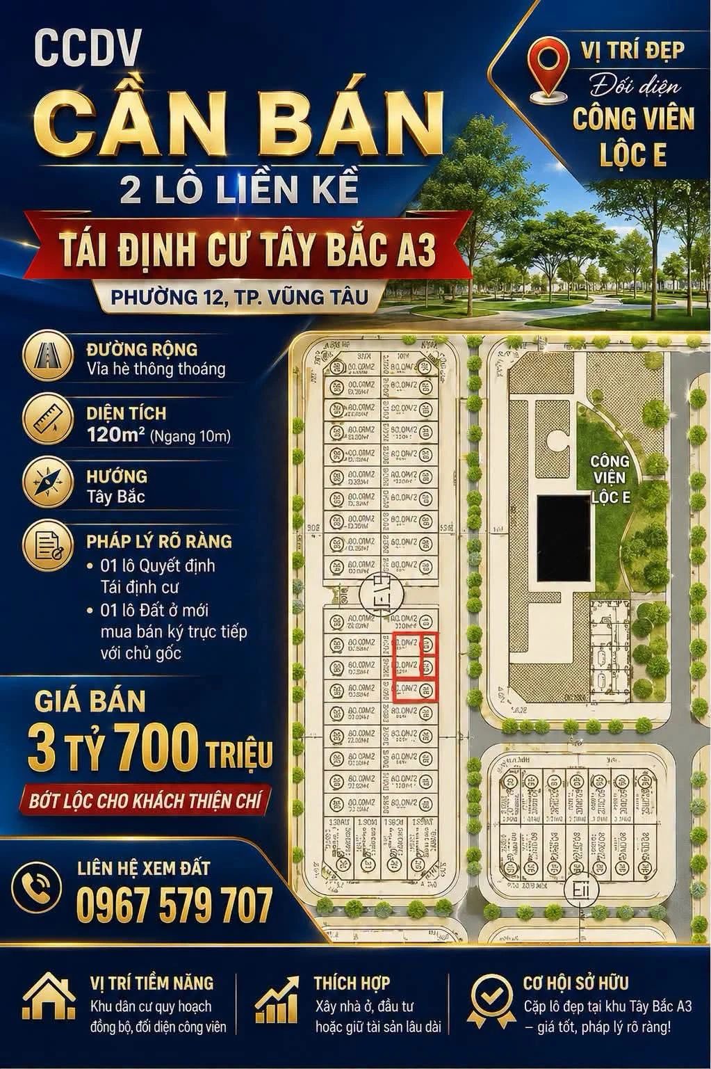 Bán 2 lô liền kề 1200m² Tây Bắc, Vũng Tàu - Ảnh 1
