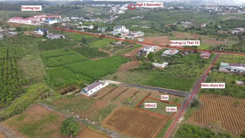 Bán đất full thổ cư 340m² Lý Thái Tổ Bảo Lộc 1,8 tỷ