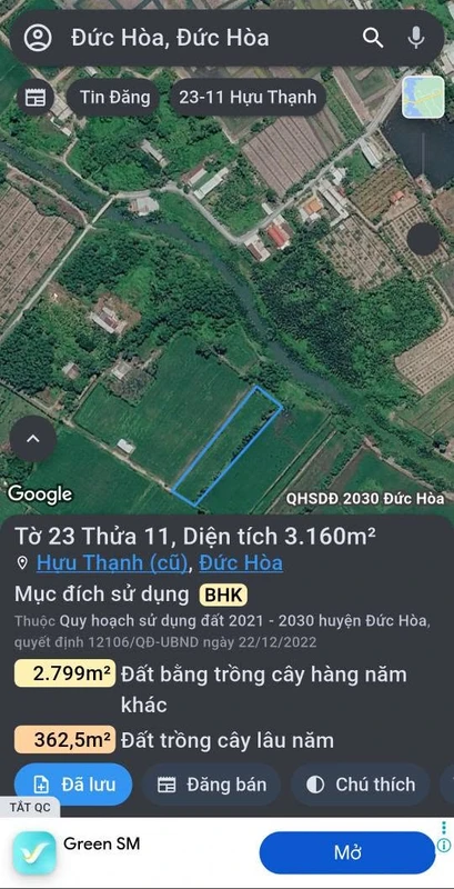 Bán đất cây lâu năm 2800m² tại Hựu Thạnh Đức Hoà Long An