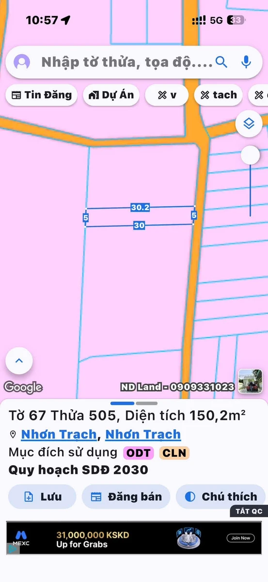 Bán 2 lô đất sổ riêng 150m² tại Nhơn Trạch, 1,8 tỷ/lô - Ảnh 1