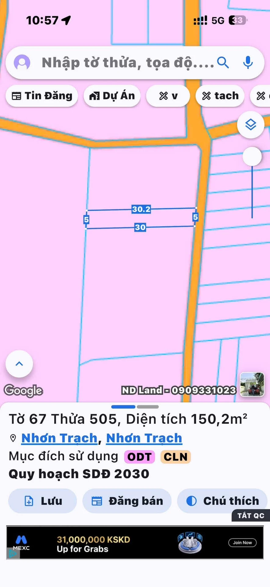 Bán 2 lô đất sổ riêng 150m² tại Nhơn Trạch, 1,8 tỷ/lô - Ảnh 1