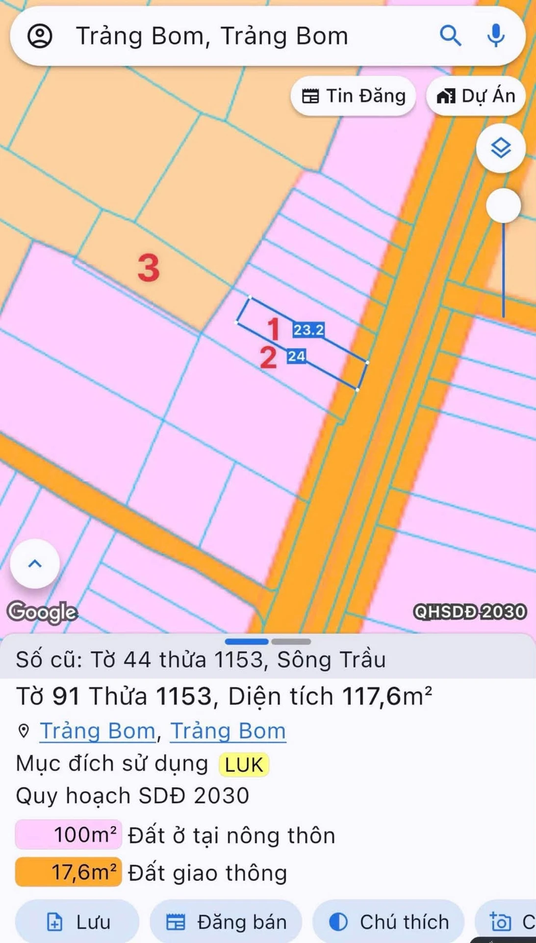 Bán đất 540m² mặt tiền Trảng Bom 1 tỷ 700 - Ảnh 1