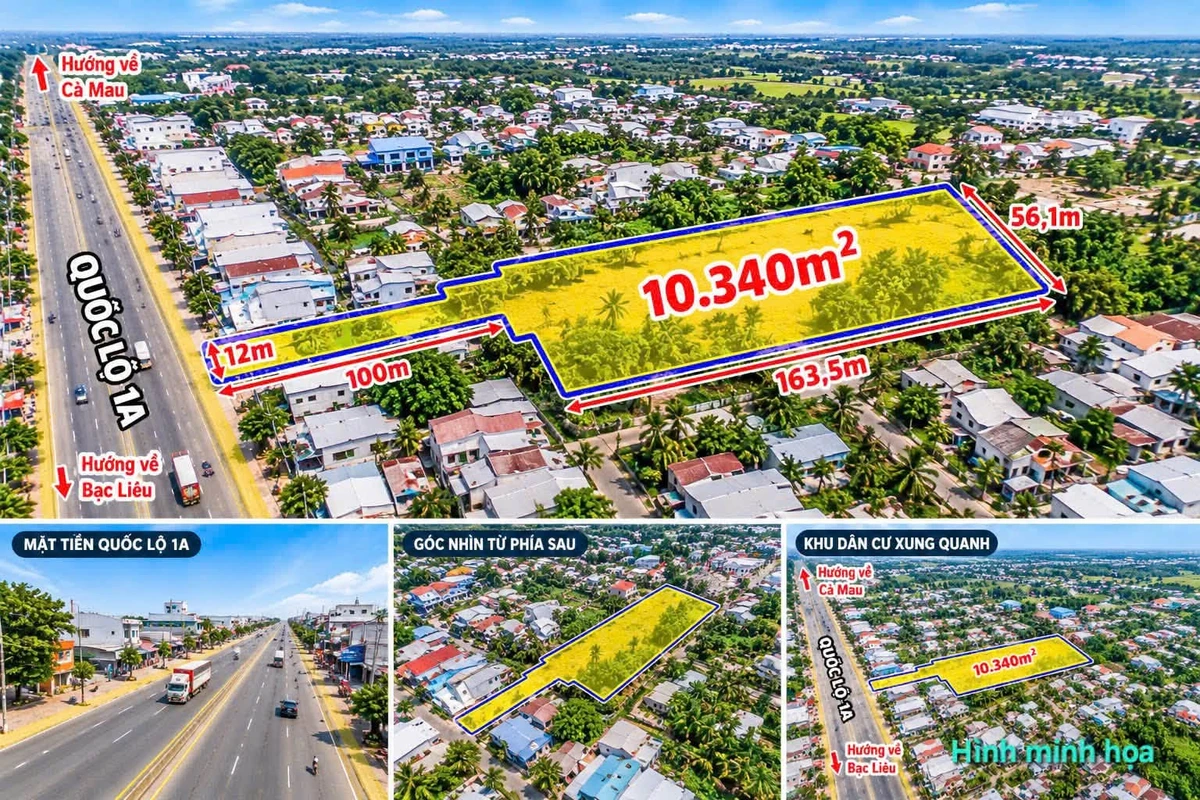 Bán đất mặt tiền Quốc lộ 1A, 10.340m², Cà Mau, 6 tỷ - Ảnh thu nhỏ 3