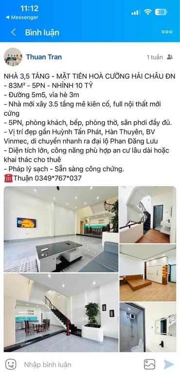Bán nhà 3,5 tầng mặt tiền 83m², 5PN tại Đà Nẵng
