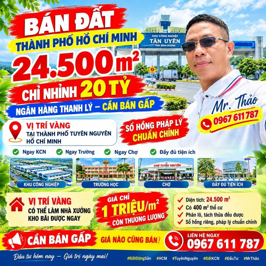 Bán đất 24.500m² Tân Uyên, giá 20 tỷ - Ảnh 1