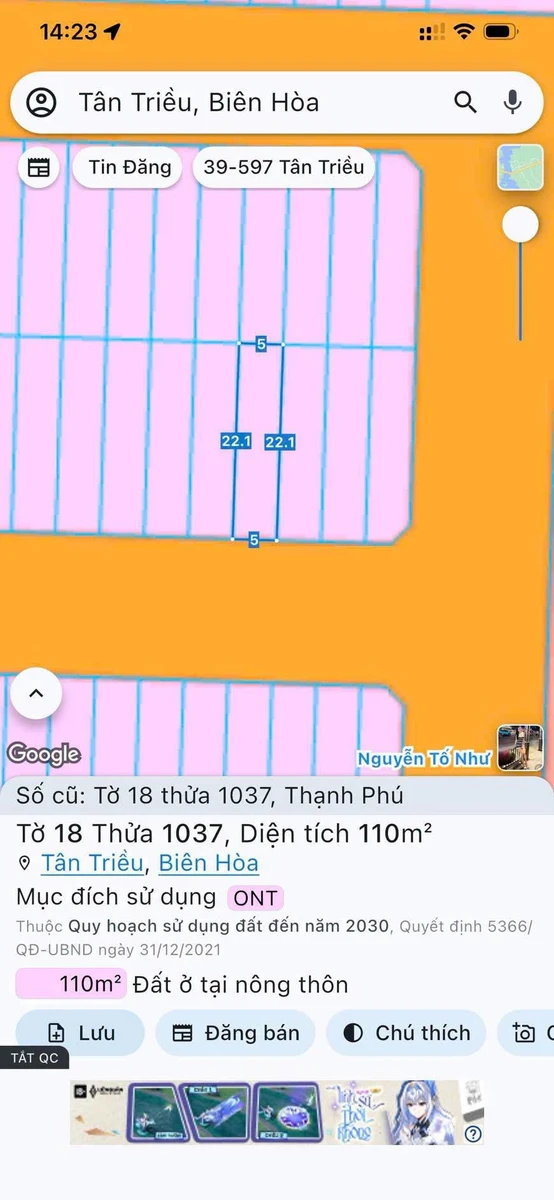 Bán lô đất 110m2 sổ riêng thổ cư Tân Triều 1,55 tỷ - Ảnh thu nhỏ 3