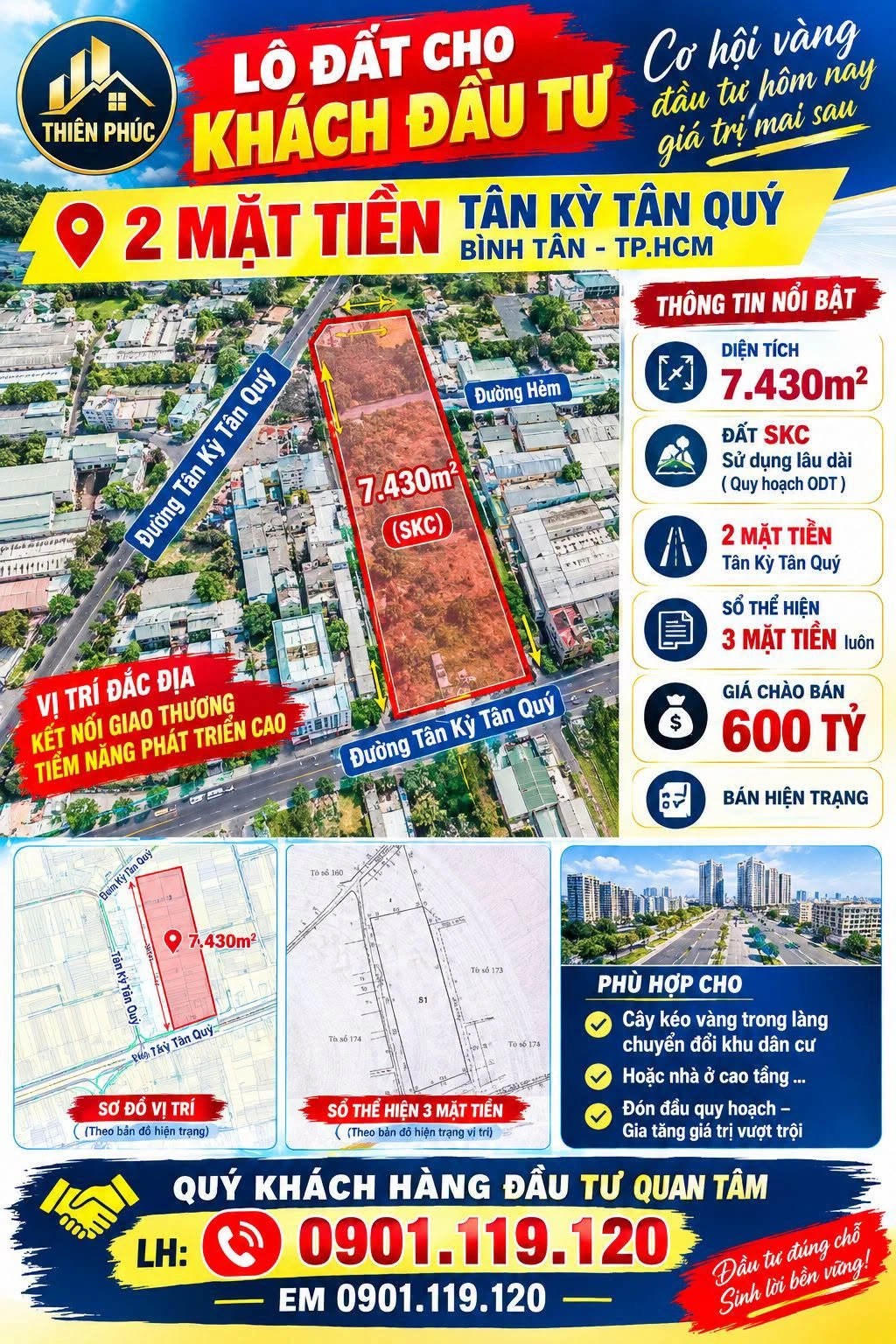 Bán lô đất 7.430m2 hai mặt tiền Tân Kỳ Tân Quý, Bình Tân, giá 600 tỷ - Ảnh 1