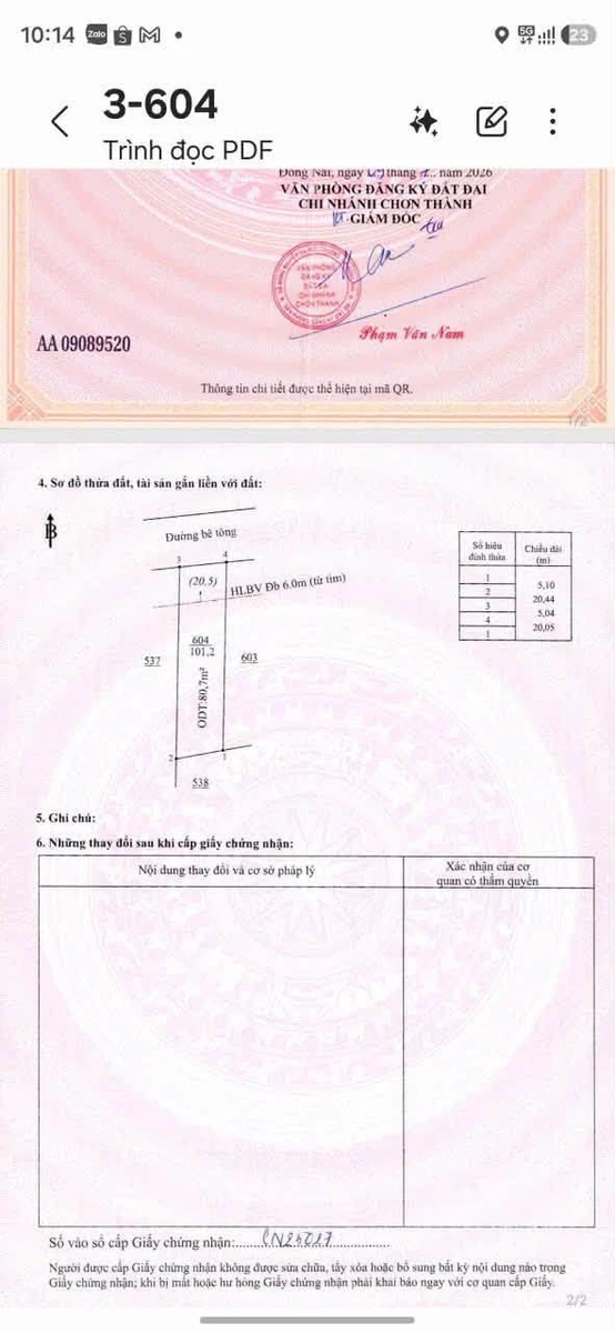 Bán đất 5x20m, 76m2 thổ cư, Chơn Thành, 440 triệu - Ảnh thu nhỏ 5