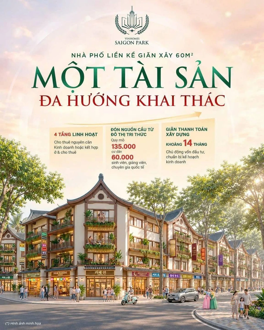 Bán nhà phố liền kề 4 tầng 166m² Vinhomes Sài Gòn Park Hóc Môn 5,23 tỷ - Ảnh thu nhỏ 2