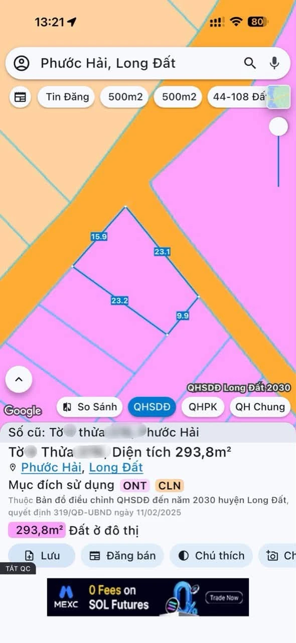 Bán đất nhà vườn 293.8m2 Phước Hải, cách biển 3km, 2 tỷ 3 - Ảnh 1
