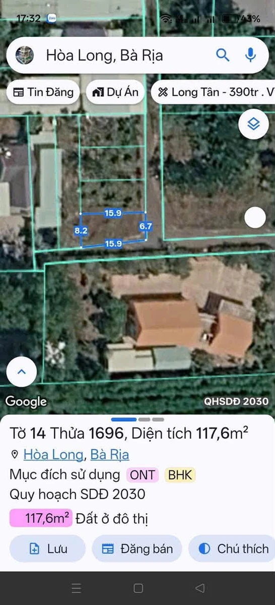 Bán lô đất góc 2 mặt tiền tại Hòa Long, Bà Rịa, giá 1,58 tỷ - Ảnh 1