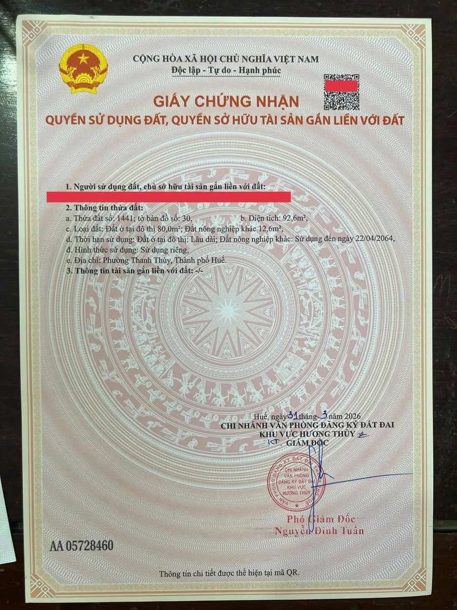 Bán đất 93m2 ngang 5m đường Phùng Lưu, Huế, giá 1,6 tỷ, phù hợp xây trọ - Ảnh 1