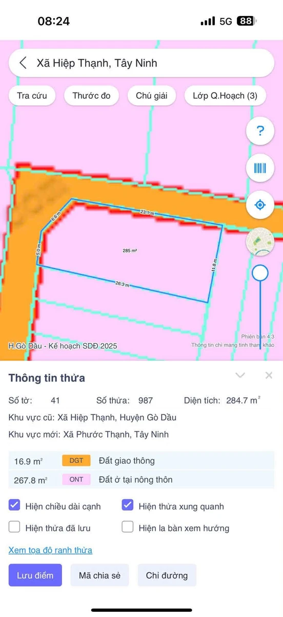 Bán lô đất 2 mặt tiền 11x26m Hiệp Thạnh 610 triệu - Ảnh thu nhỏ 2