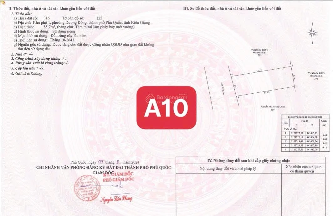 Hiếm! Bán lô đất 2 mặt tiền hẻm tòa án 30/4 Phú Quốc, 169m2, cách biển 700m, QH đất ở đô thị - Ảnh thu nhỏ 2