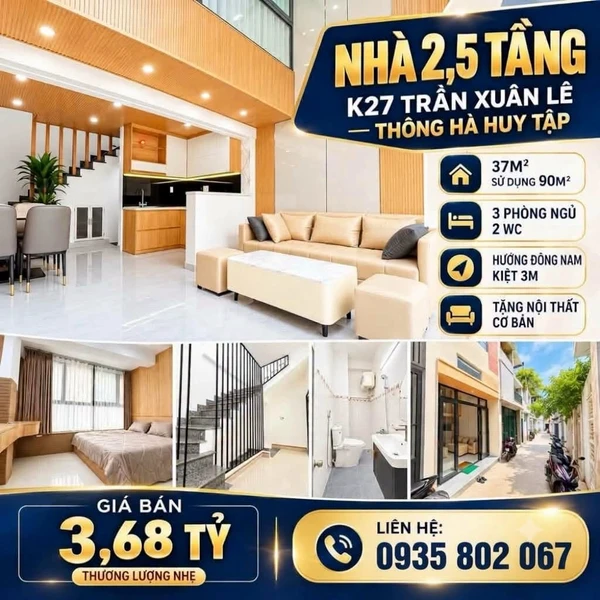 Nhà 2,5 tầng 3PN Trần Xuân Lê Đà Nẵng 3,68 tỷ