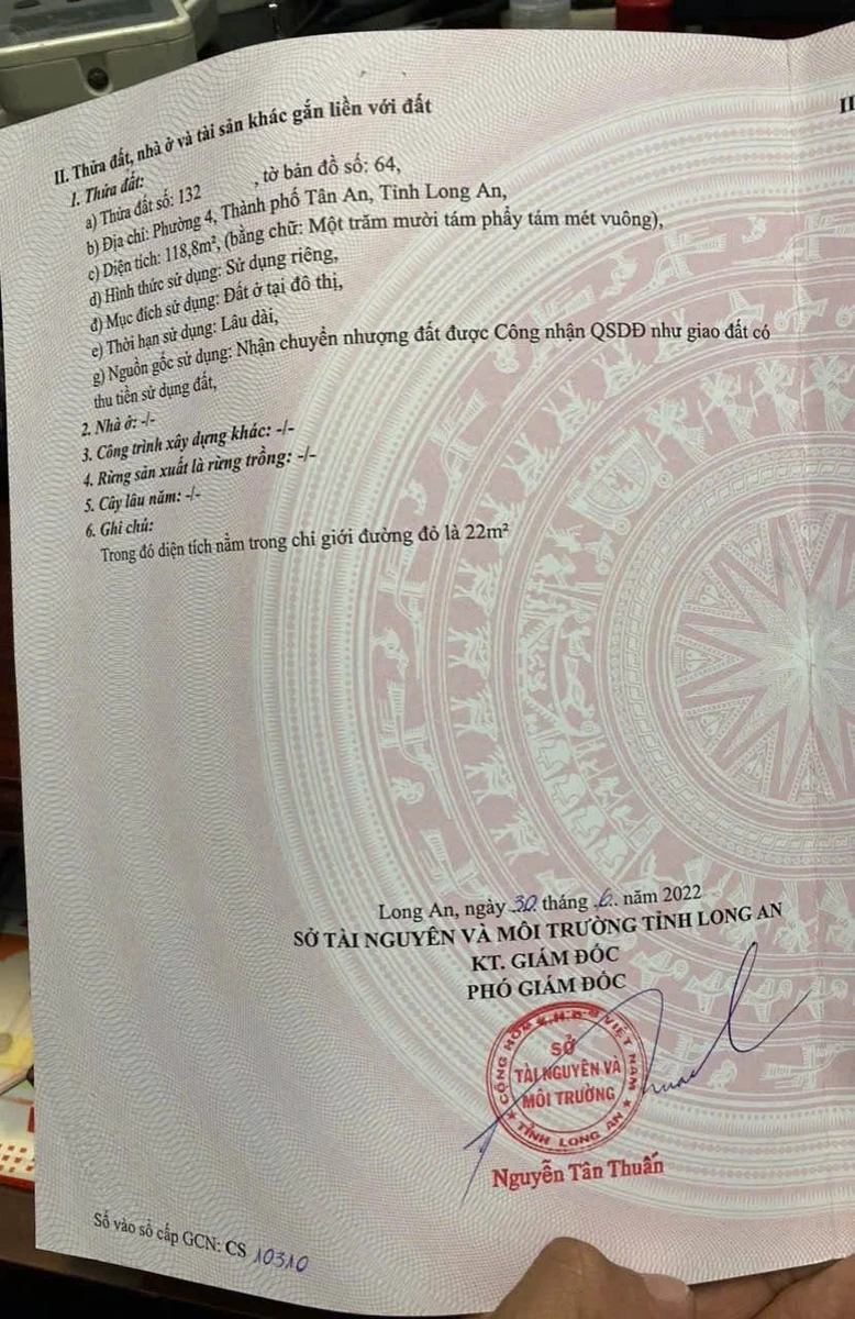 Bán đất thổ cư mặt tiền đường Nguyễn Kim Công, 118,8m2, giá 1,6 tỷ, Tân An - Ảnh thu nhỏ 4