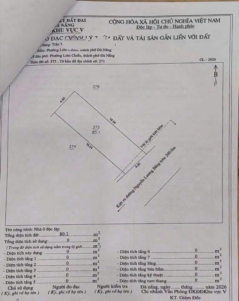 Bán đất kiệt 82 Nguyễn Lương Bằng, Đà Nẵng, 80m2, 3.6 tỷ - Ảnh 1