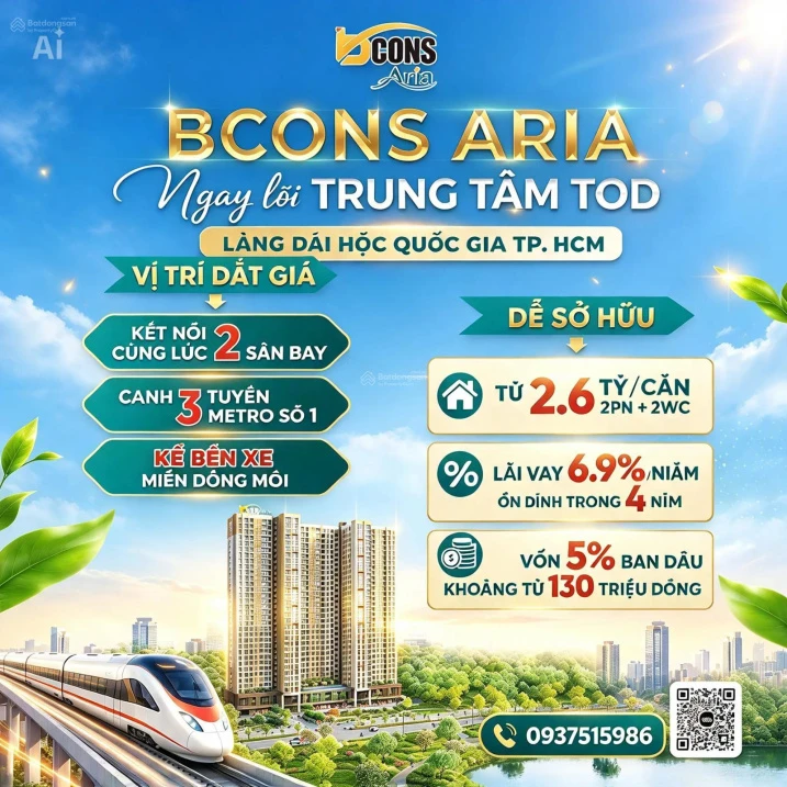 Chỉ từ 515 triệu sở hữu căn hộ 2PN2WC ngay 3 tuyến Ga Metro - Lãi suất cố định 6,9% 4 năm. CK 8,5% - Ảnh 1