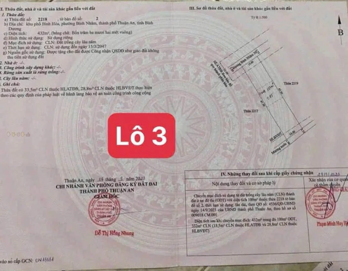 Bán đất ODT 100m2 ngang 10m đường Bình Nhâm 30, Thuận An, Bình Dương giá 7,2 tỷ - Ảnh thu nhỏ 3