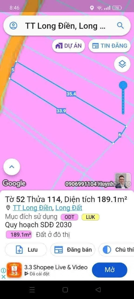 Bán 2 lô đất liền kề Long Điền 5x35m và 7.7x34m - Ảnh thu nhỏ 2