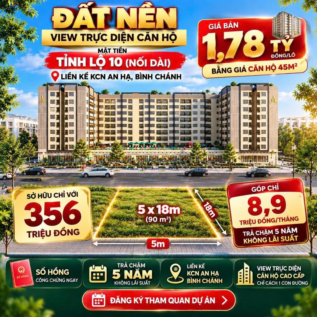 Bán đất nền 90m2 (5x18m) dự án Dragon Pearl gần KCN An Hạ, Bình Chánh - Ảnh 1