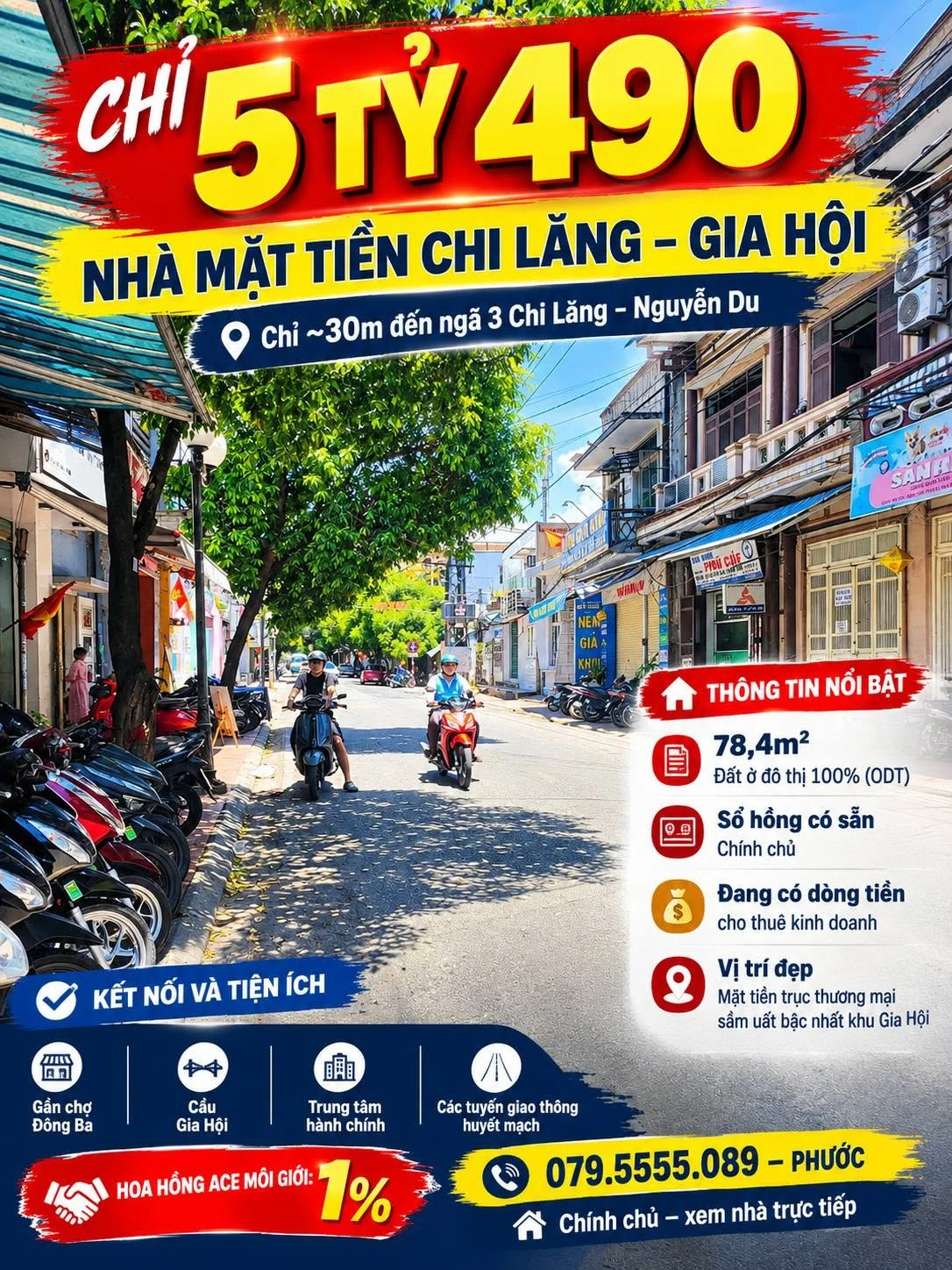 Bán nhà mặt tiền đường Chi Lăng, Gia Hội, TP Huế 78,4m2 giá 5,49 tỷ - Ảnh 1