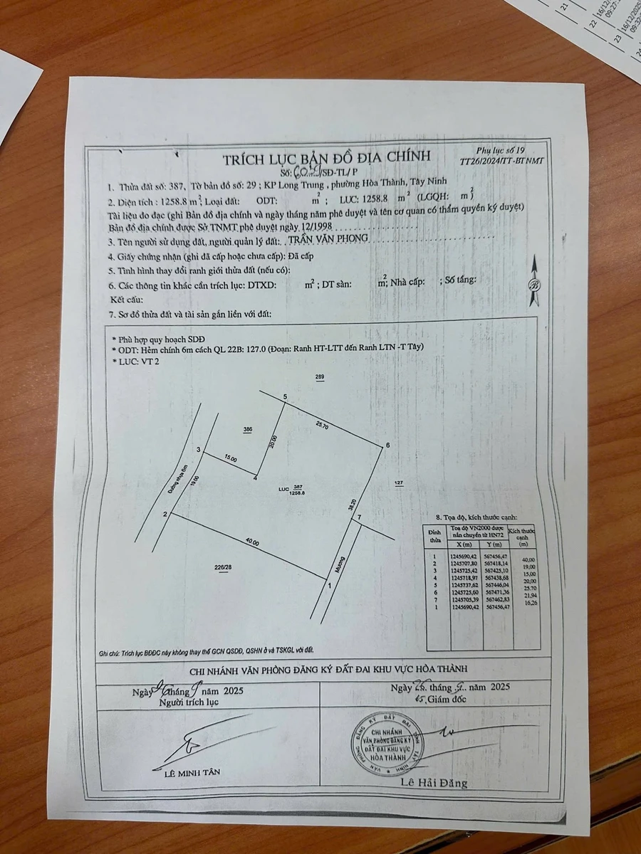 Bán đất 6 tỷ, khoảng 2.300m2 (ODT 300m2) tại Long Thành Trung, gần QL22B - Ảnh thu nhỏ 3