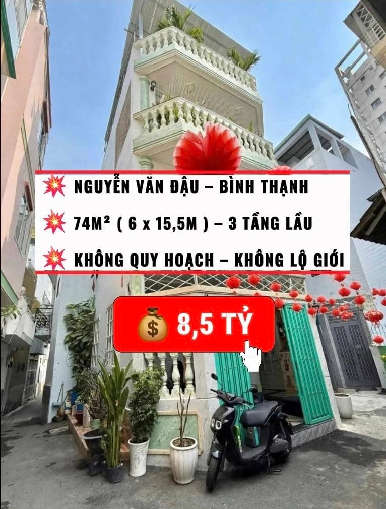 Bán nhà phố 74m² 4 tầng 8,5 tỷ Nguyễn Văn Đậu Bình Thạnh - Ảnh 1