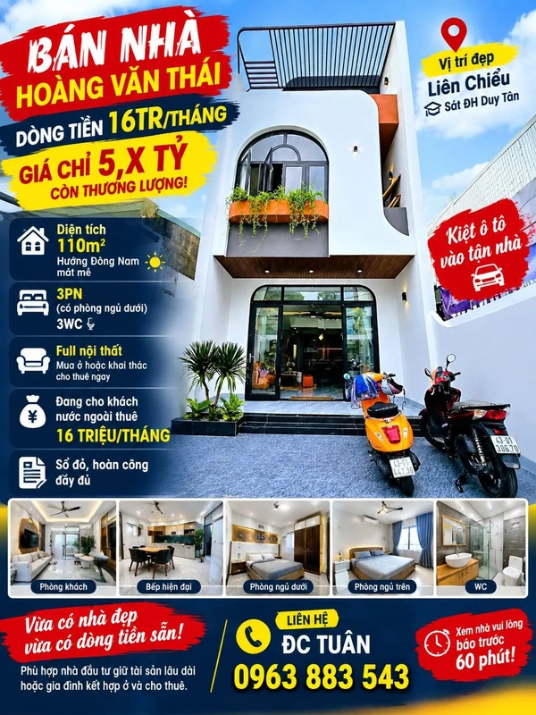 Bán nhà 2 tầng 110m² 3PN 3WC Hoàng Văn Thái Đà Nẵng