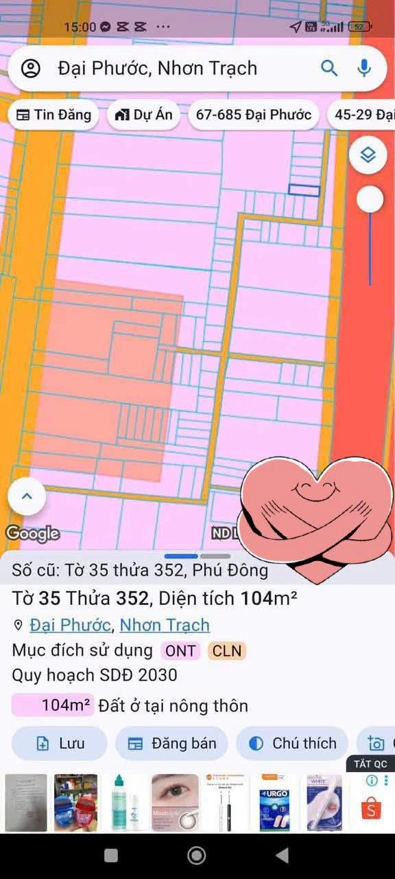 Bán đất Phú Đông 104m2, giá 1 tỷ 6 - Ảnh 1