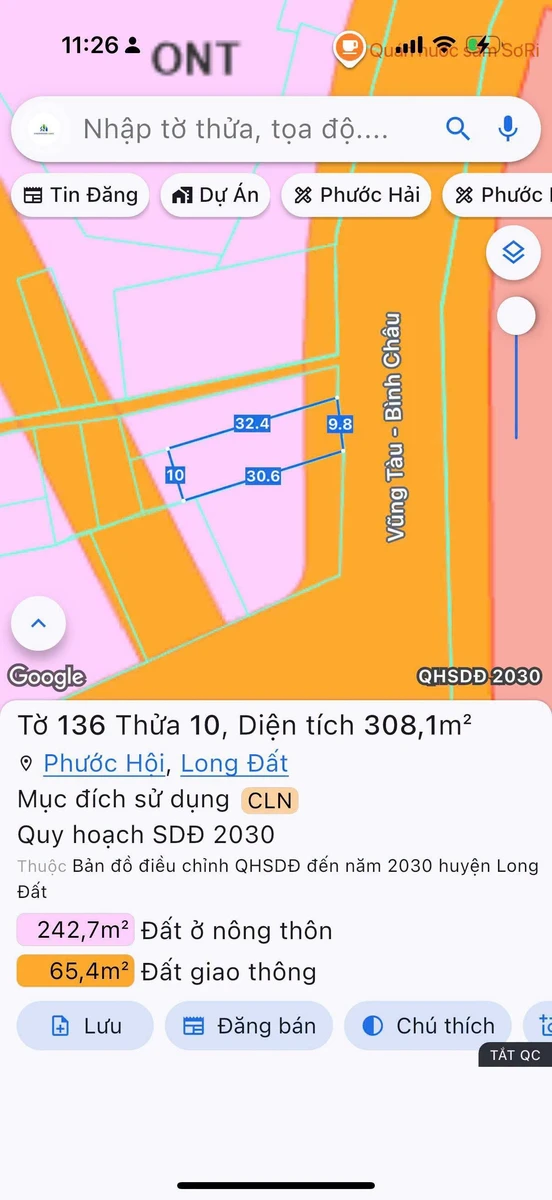 Bán đất mặt tiền đường biển Bình Châu Vũng Tàu 308m2 - Ảnh thu nhỏ 4