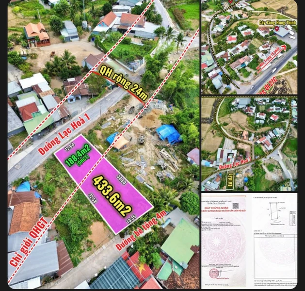 Bán lô đất 433.6m2 Diên Lạc Khánh Hòa giá 2,999 tỷ