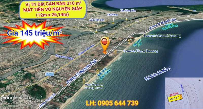 Bán đất mặt tiền Võ Nguyên Giáp 313 m² Đà Nẵng
